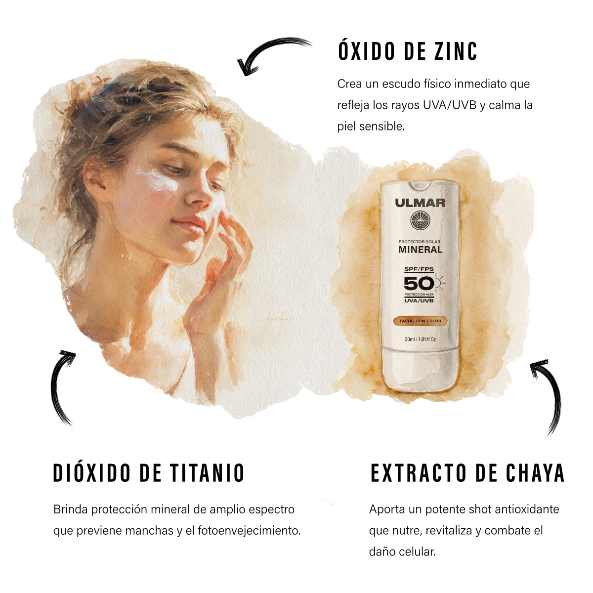 Ulmar Protector Solar Facial Mineral FPS50 30ml con color
