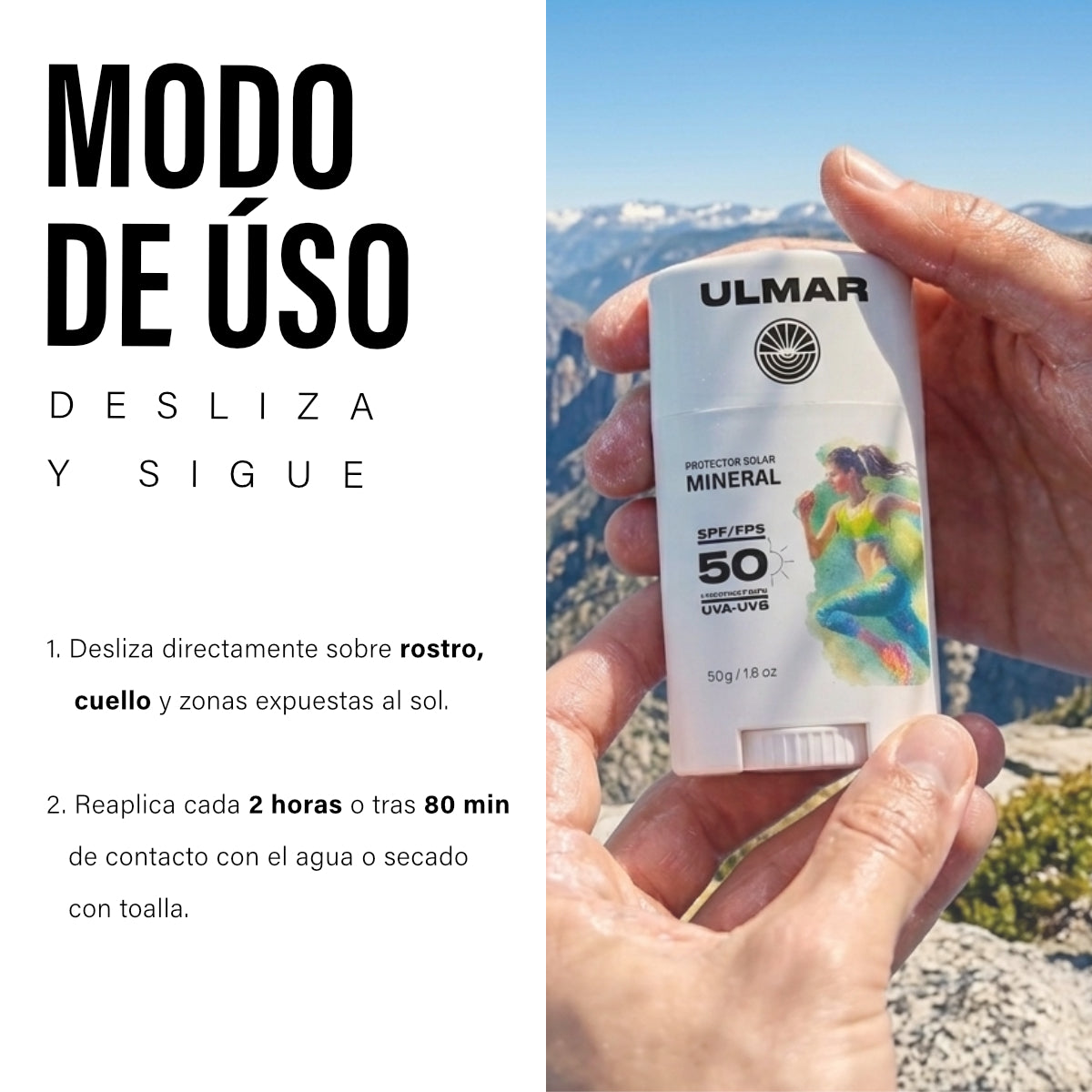 Ulmar Barra Protector Solar Mineral FPS50 Alta Resistencia 50g
