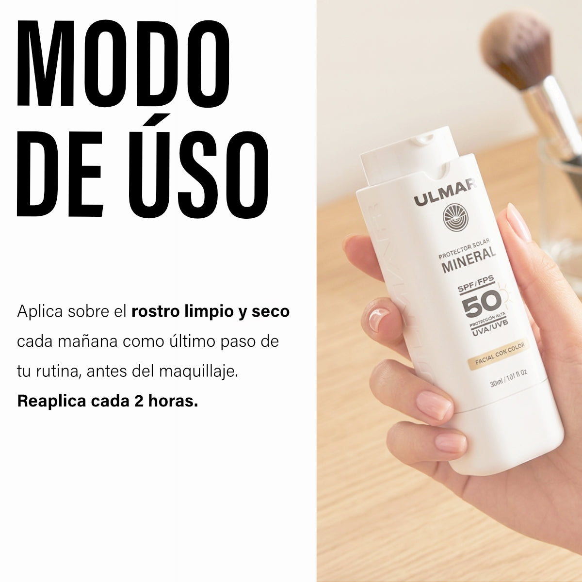 Ulmar Protector Solar Facial Mineral FPS50 30ml con color