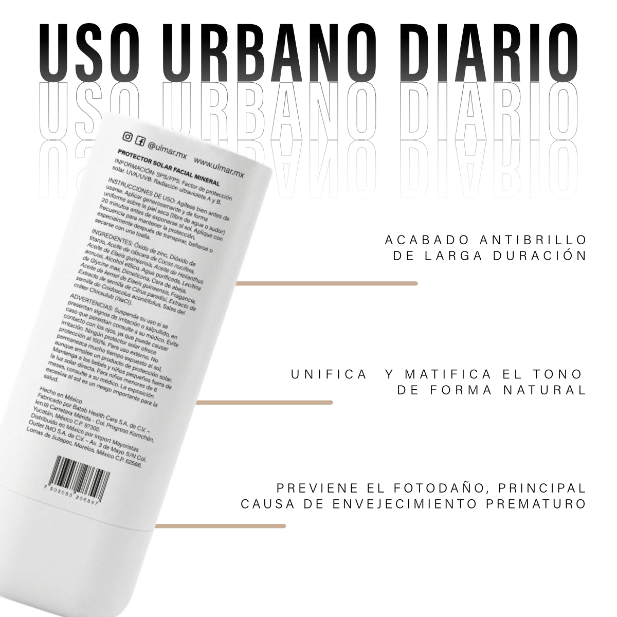 Ulmar Protector Solar Facial Mineral FPS50 30ml con color