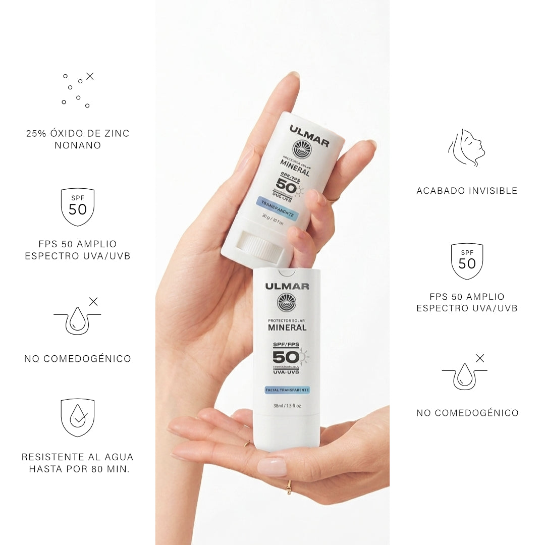 Kit Protector Solar Facial Invisible FPS 50 + Barra Invisible 20 g