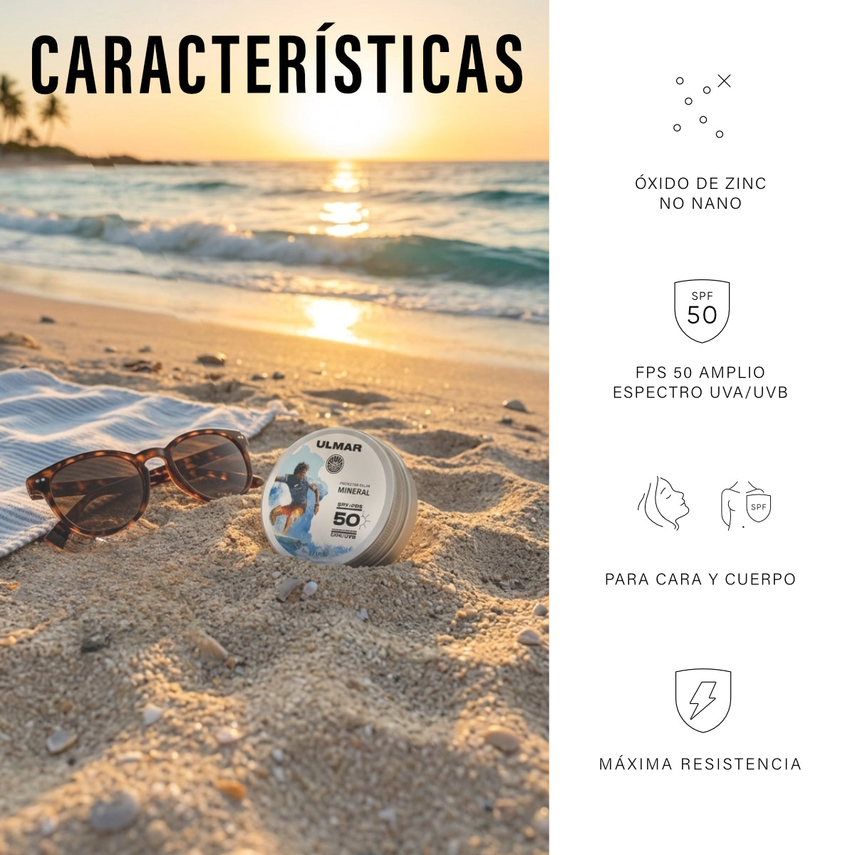 Ulmar Bálsamo Protector Solar Mineral Alta Resistencia FPS50 60g