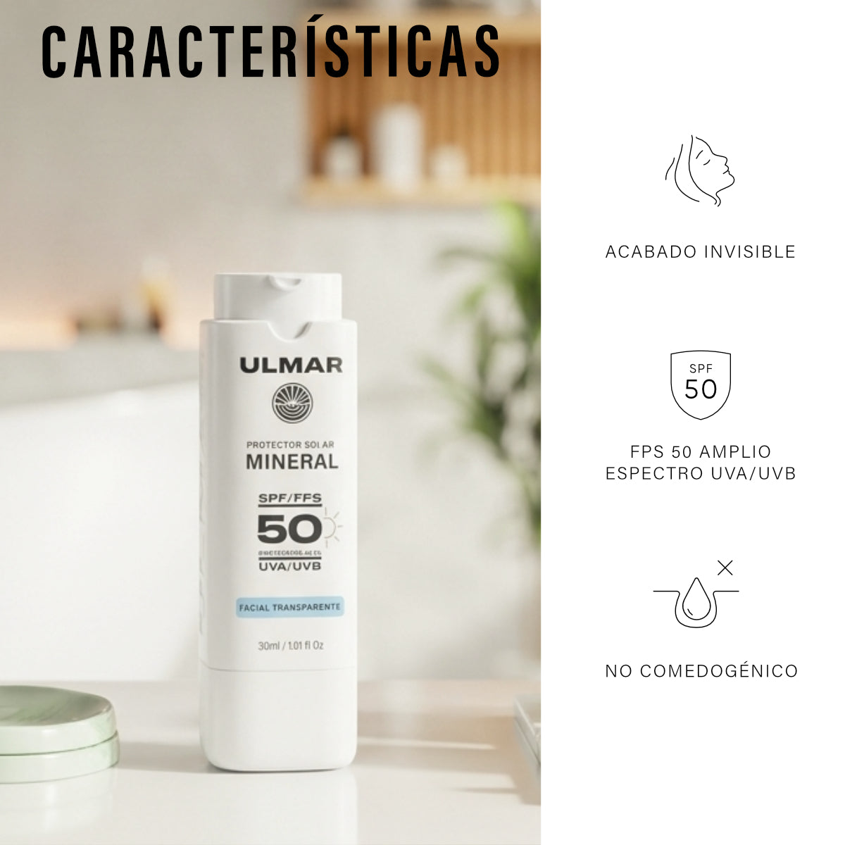 Ulmar Protector Solar Facial Mineral FPS50 30ml Invisible