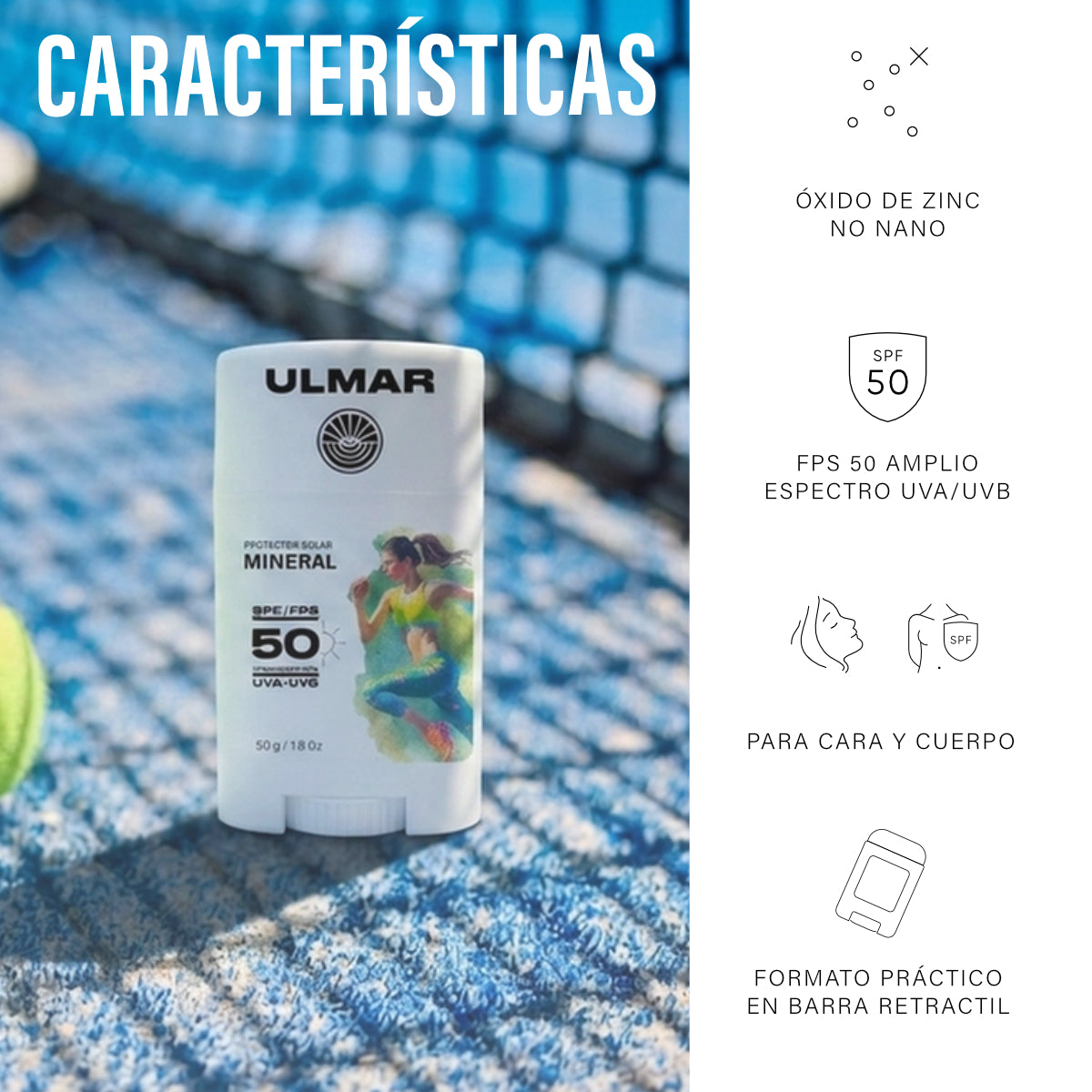 Ulmar Barra Protector Solar Mineral FPS50 Alta Resistencia 50g