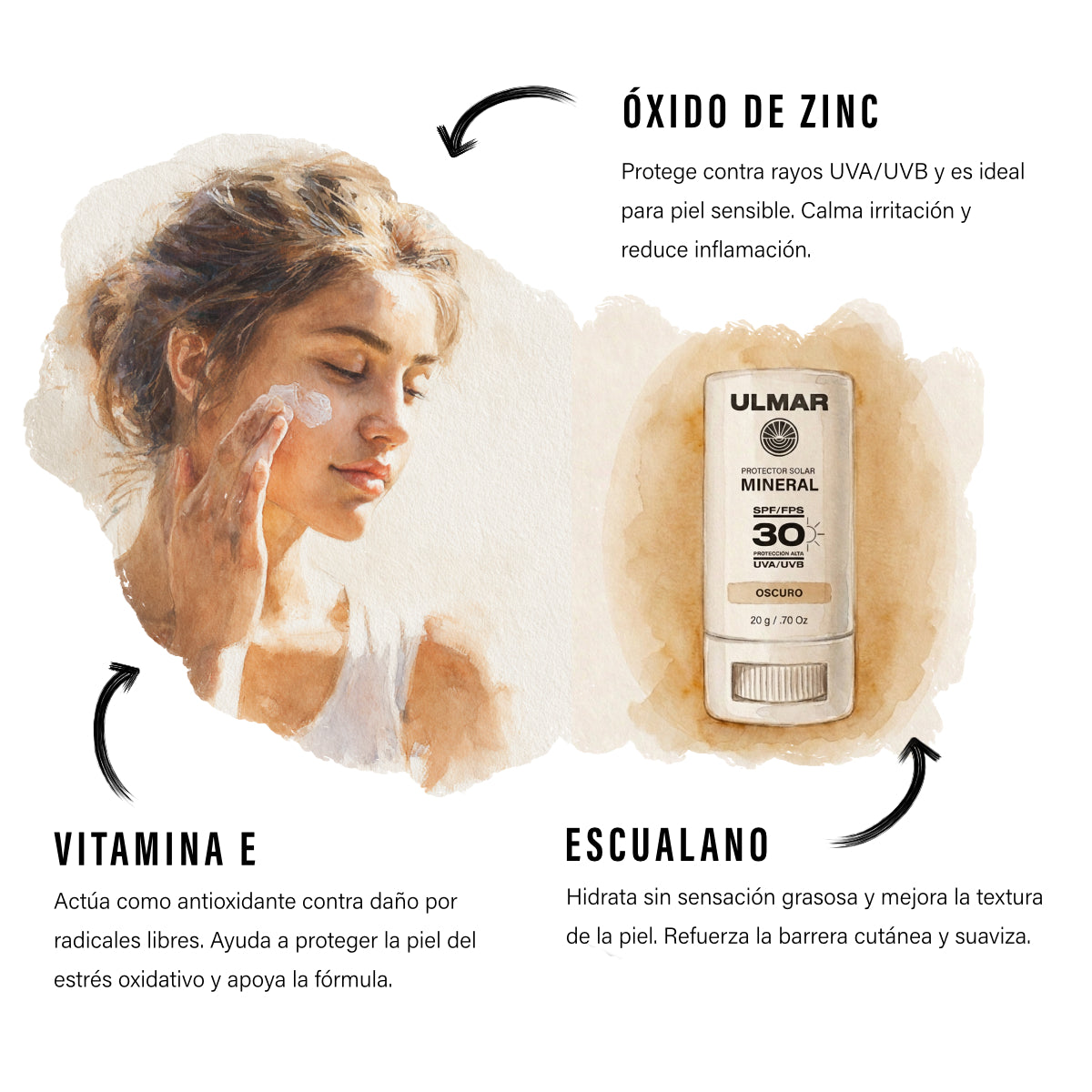 Ulmar Barra Protector Solar Facial Mineral FPS50 Obscuro 20g