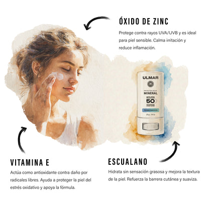 Ulmar Barra Protector Solar Facial Mineral FPS50 Invisible 20g