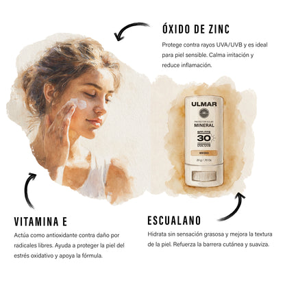 Ulmar Barra Protector Solar Facial Mineral FPS50 Medio 20g