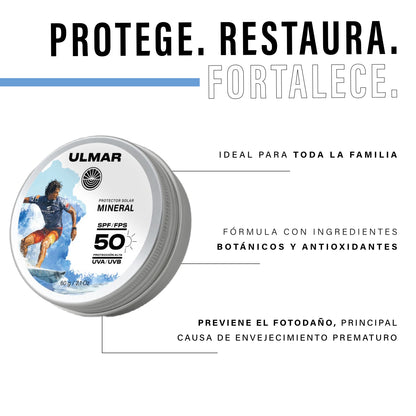 Ulmar Bálsamo Protector Solar Mineral Alta Resistencia FPS50 60g