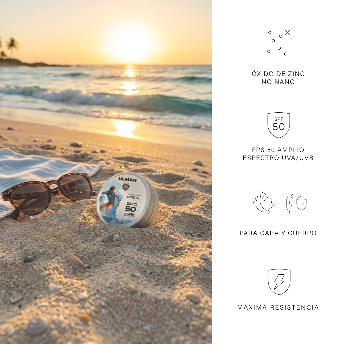 Ulmar Bálsamo Protector Solar Mineral Alta Resistencia FPS50 60g