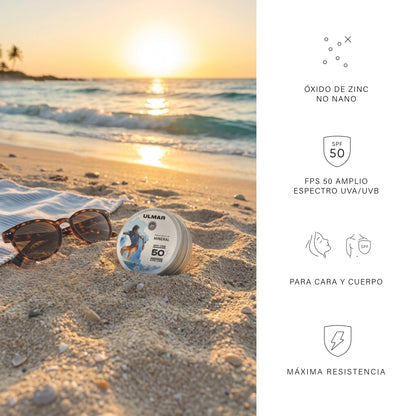 Ulmar Bálsamo Protector Solar Mineral Alta Resistencia FPS50 60g