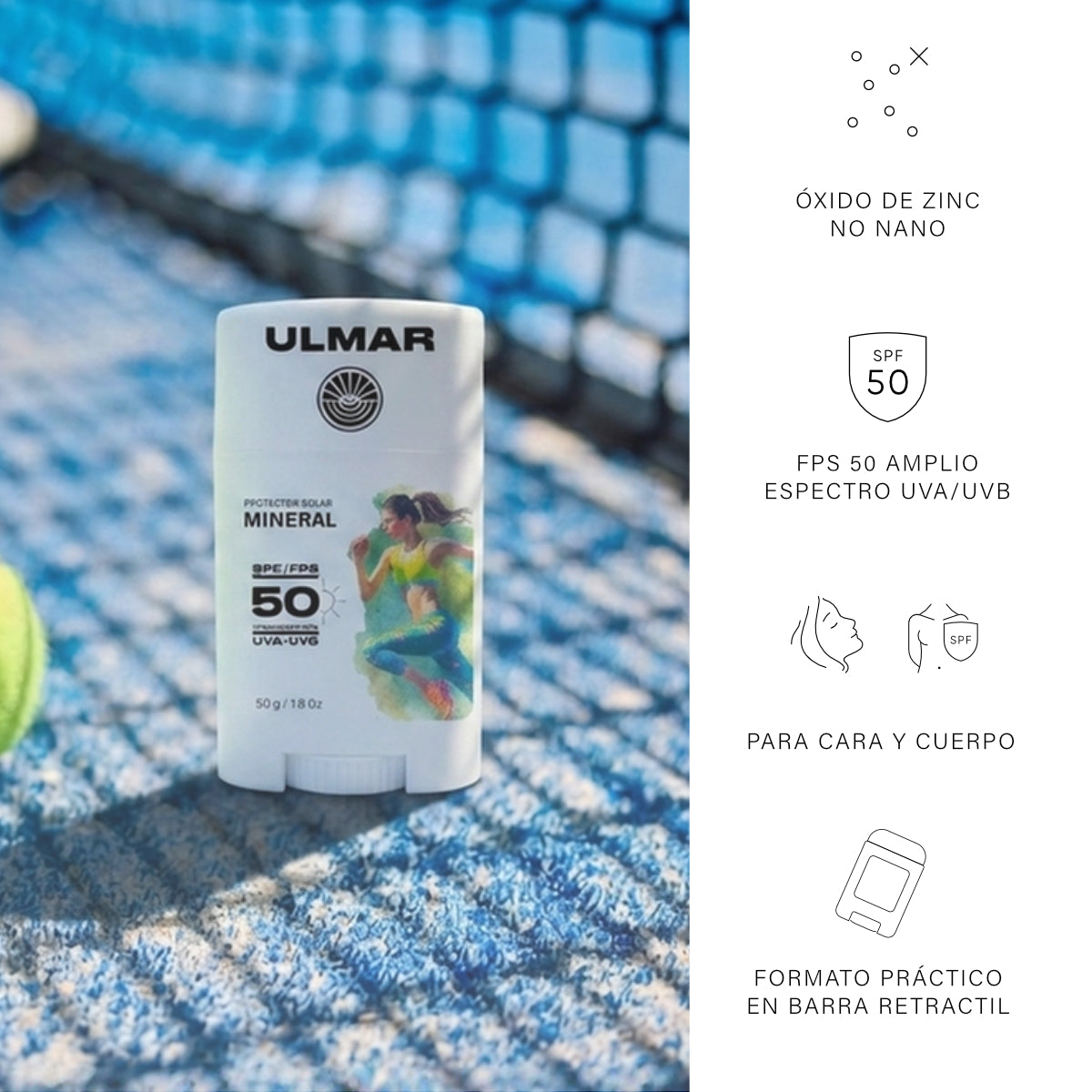 Ulmar Barra Protector Solar Mineral FPS50 Alta Resistencia 50g