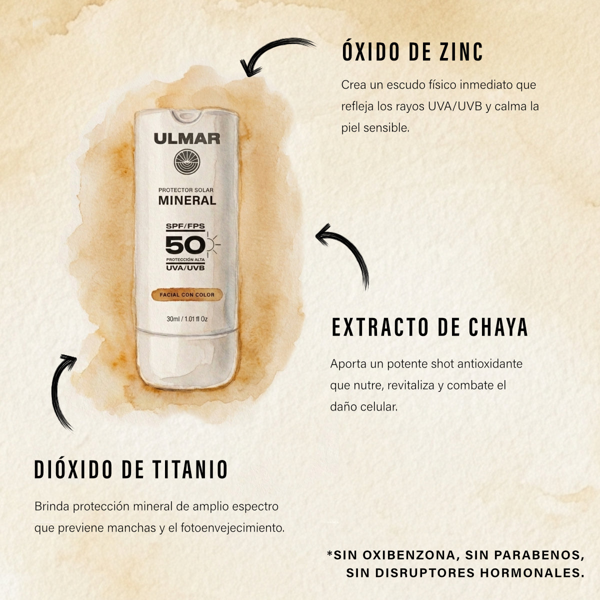 Ulmar Protector Solar Facial Mineral FPS50 30ml con color