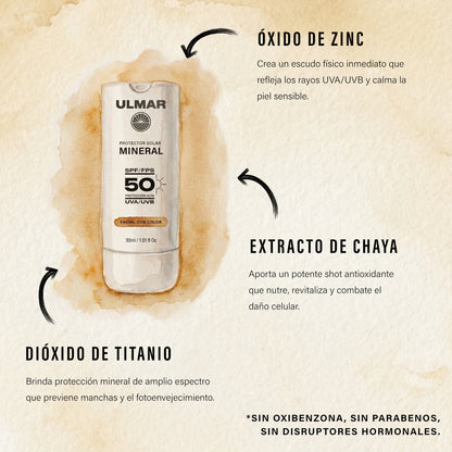 Ulmar Protector Solar Facial Mineral FPS50 30ml con color