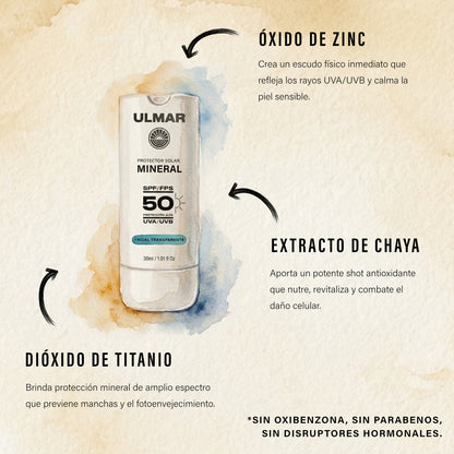 Ulmar Protector Solar Facial Mineral FPS50 30ml Invisible