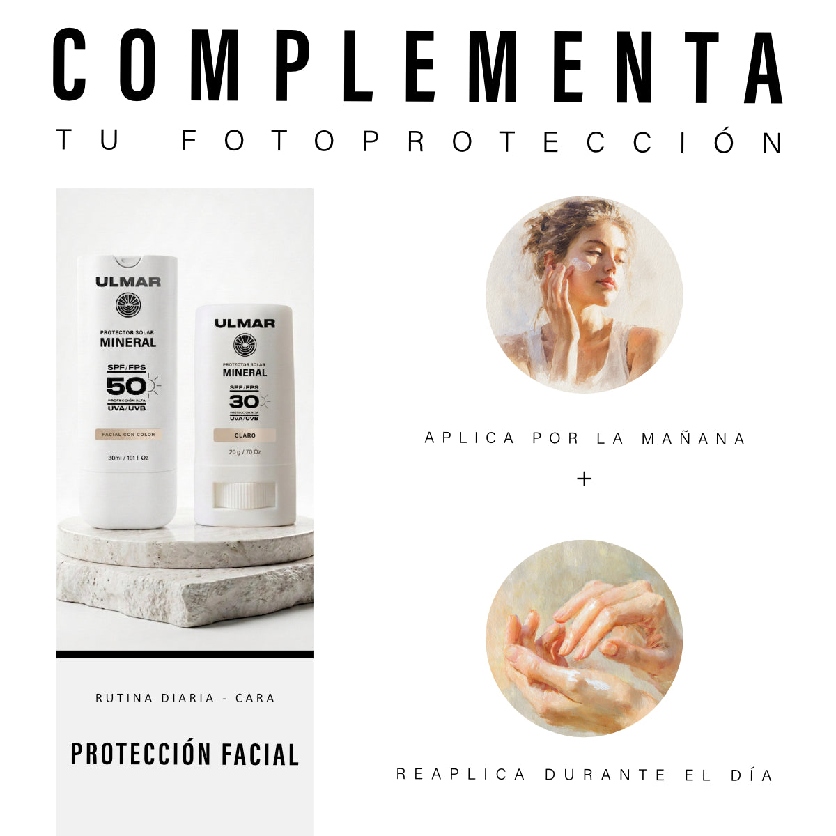 Ulmar Barra Protector Solar Facial Mineral FPS30 Claro 20g