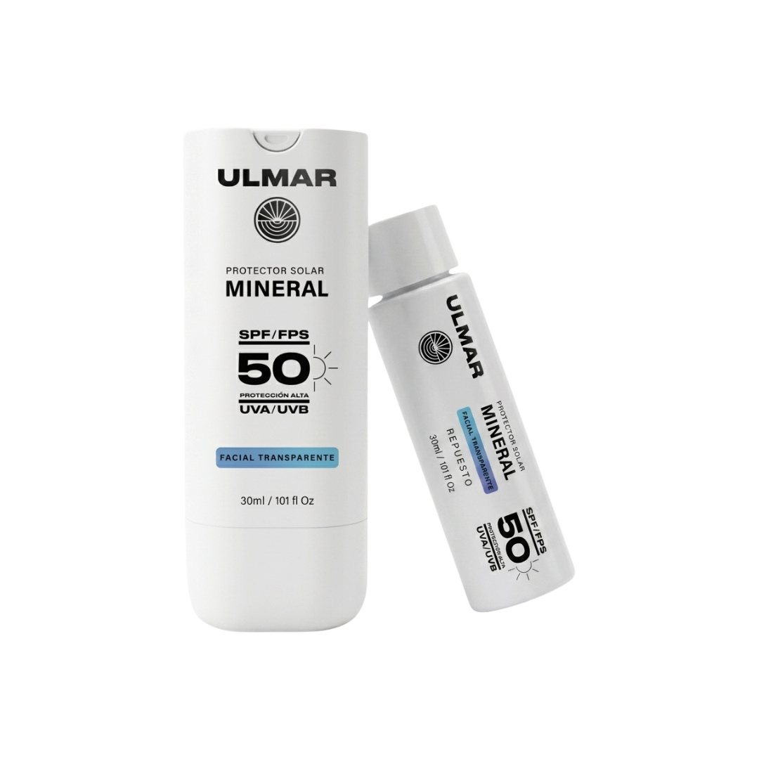 Kit Protector Solar Facial Mineral Transparente FPS 50 + Refill 30 ml