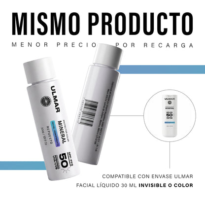 Ulmar Cartucho Recarga Protector Solar Facial FPS50 Invisible 30ml