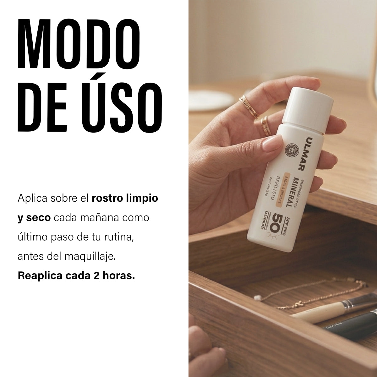 Ulmar Cartucho Recarga Protector Solar Facial FPS50 con color 30ml