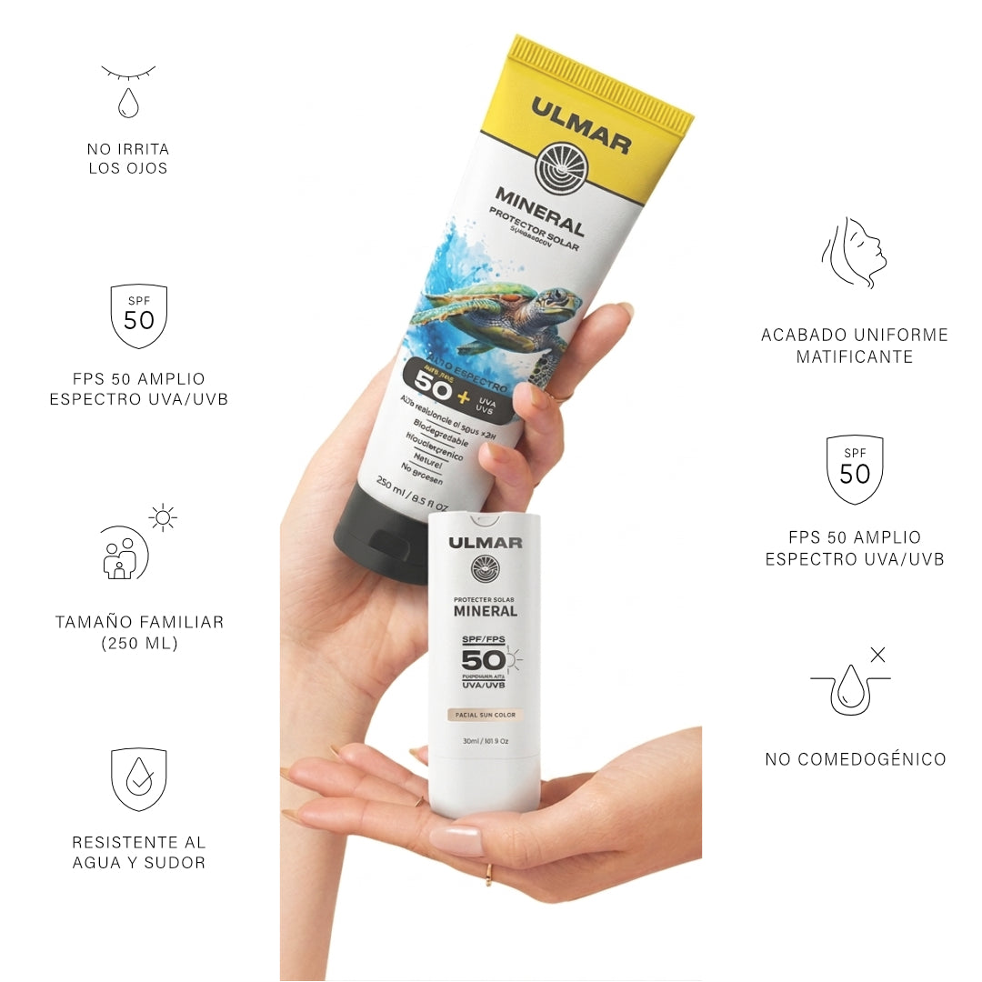 Kit Protector Solar Corporal 250 ml + Facial Con Color 30 ml